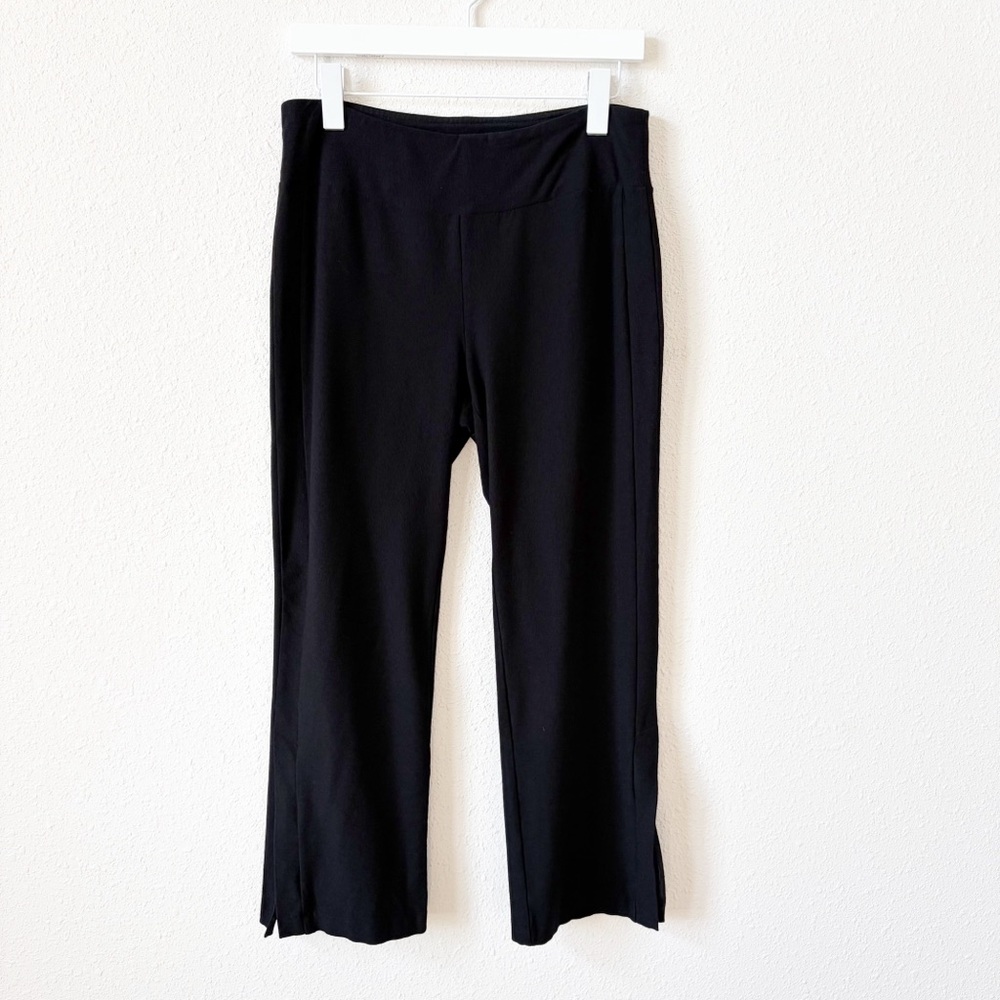 Eileen Fisher Washable Stretch Crepe Cropped Split Leg Pant Black Size Small